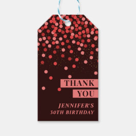 Chic Zwart en Rode Confetti Bedankt Gift Labels Cadeaulabel