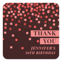 Chic Zwart en Rode Confetti Bedankt Sticker