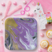 Chic Zwart en Wit Vierkant Papieren Bord (Feest)