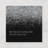 Chic Zwart en Zilver Glitter Visitekaartje (Voorkant)
