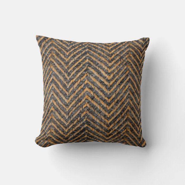 Chic zwart geel chevron kussen (Voorkant)