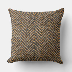 Chic zwart geel chevron kussen