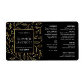 Chic Zwart & Goud Bloemen 2 OZ Dropper Fles Label (Voorkant)