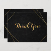 Chic Zwart & Goud Geometrisch lijst Dank u Briefkaart (Voorkant / Achterkant)