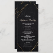 Chic Zwart & Goud Geometrisch lijst Wedding Menu (Voorkant / Achterkant)