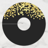 Chic Zwart Goud Glitter Wijnglas Labels (Achterkant)