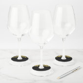 Chic Zwart Goud Glitter Wijnglas Labels (Set)