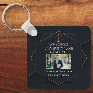 Chic Zwart Goud Law School Foto Afstuderen Gift Sleutelhanger