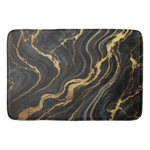 Chic Zwart & Goud Metallic Marmer Look Glamour Badmat