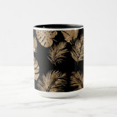 Chic zwart goud tropische bladeren mok (Midden)