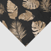 Chic zwart goud tropische bladeren tissuepapier (Detail)