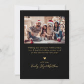 Chic Zwart Goud Warmste Wensen Script 5 Foto Feestdagenkaart (Achterkant)
