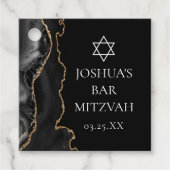 Chic Zwart Gouden Agaat Bar Mitswa Custom Party Bedankjes Labels (Voorkant)