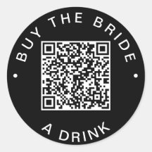 Chic Zwart Koop De Bruid Een Drankje QR Code Stick