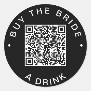 Chic Zwart Koop De Bruid Een Drink QR Code Sticker