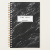 Chic zwart marmer gepersonaliseerd planner (Voorkant)