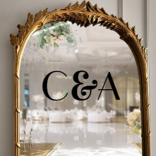 Chic Zwart Monogram Ampersand Art Deco Huwelijk Raamsticker
