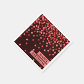 Chic Zwart Rode Confetti Happy Birthday Servetten (Hoek)