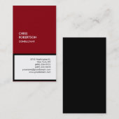 Chic zwart rood wit verticaal uniek visitekaartje (Voorkant / Achterkant)