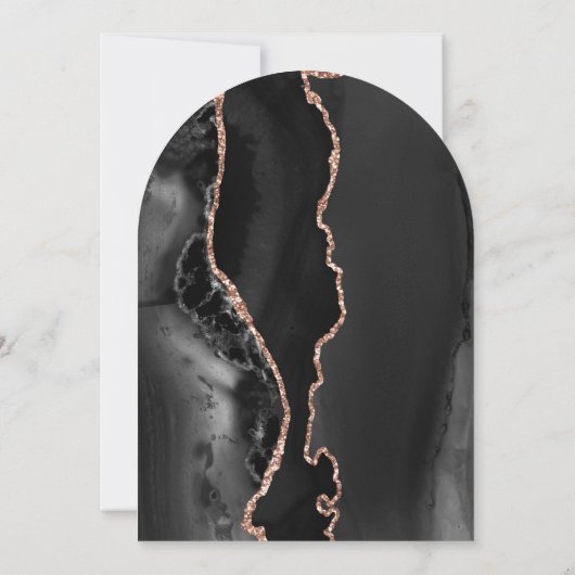 Chic Zwart Roos Gouden Agaat Dark Arch Wedding Kaart (Achterkant)