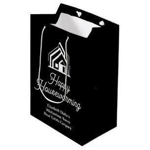 Chic Zwart Vastgoedbedrijf Aangepaste Makelaar Medium Cadeauzakje
