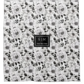 Chic zwart-wit bloemendouchegordijn cadeau douchegordijn (Voorkant)