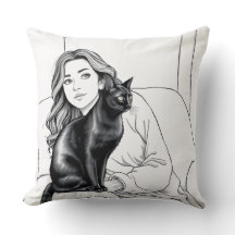 Chic Zwart-wit Cat Lover Accent Kussen voor S