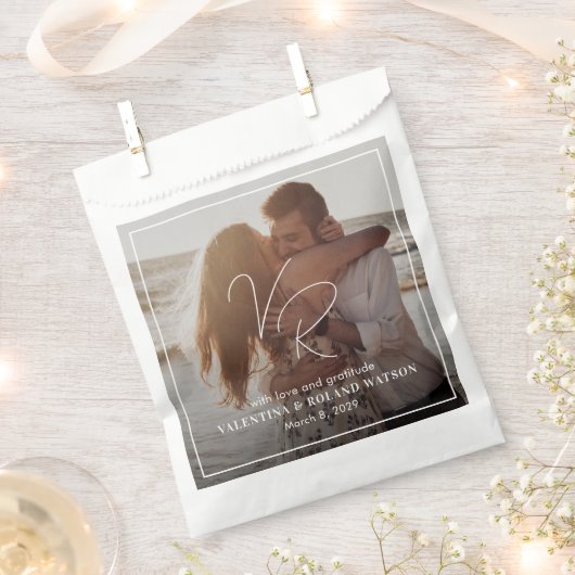 Chic Zwart-wit foto Moderne bruiloft Bedankzakje (Geknipt)