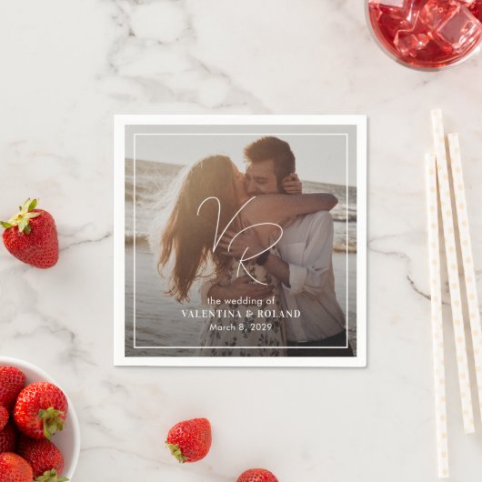 Chic Zwart-wit foto Moderne bruiloft Servet (Insitu)