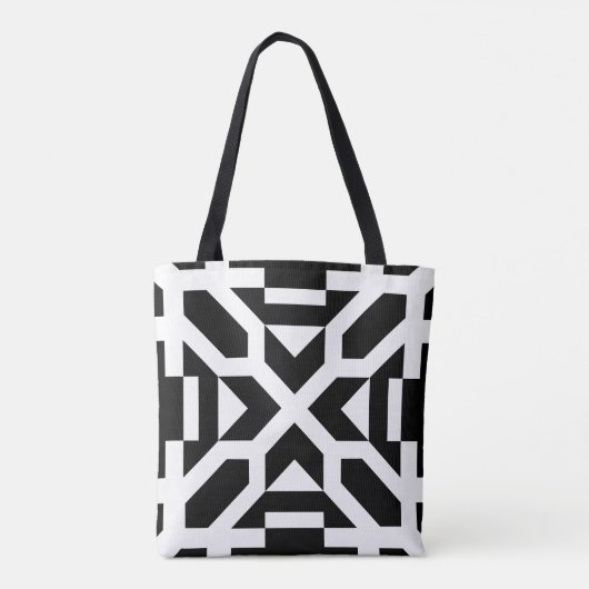 Chic zwart-wit geometrische Canvas tas (Achterkant)