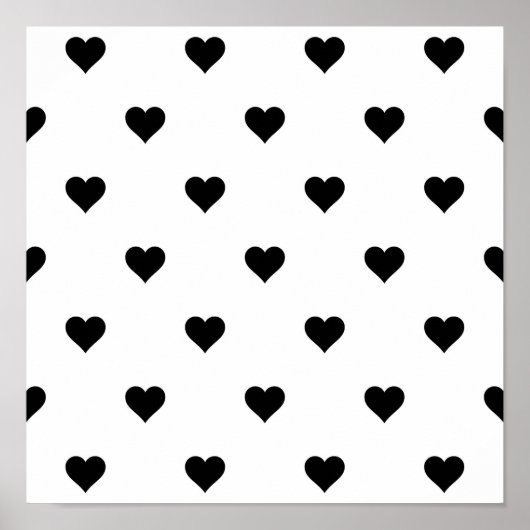Chic Zwart-wit Hart Romantisch Poster (Voorkant)