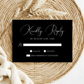 Chic zwart wit kalligrafie script bruiloft RSVP kaartje