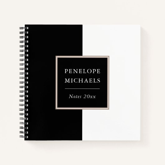 Chic zwart-wit kleurenblok Notitieboek (Voorkant)