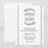 Chic Zwart Wit Laurel Krans BRUILOFT Kaart (Voorkant / Achterkant)