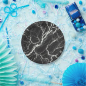 Chic Zwart & Wit Marmer Look Glamour Papieren Bordje (Feest)