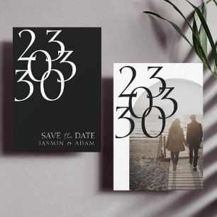 Chic Zwart Wit Minimaal Foto Bruiloft Save The Date