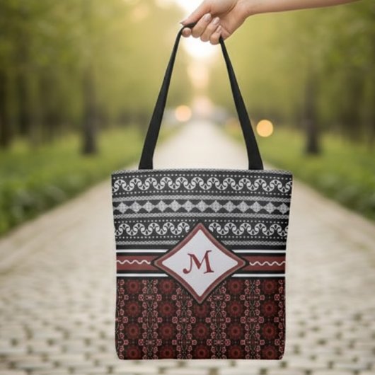 Chic Zwart, Wit & Rood Abstract Tribal Draagtas