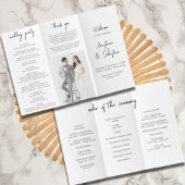 Chic Zwart & Wit Script Trifold Wedding Programma Flyer