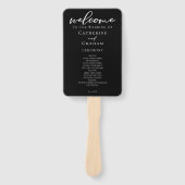 Chic Zwart Wit Script Trouwprogramma Handwaaier (Voorkant)