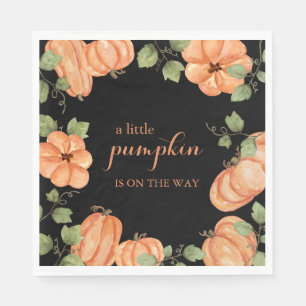Chic Zwarte Herfst Pompoen Baby shower Servet