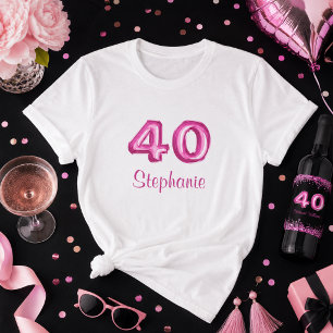 Chic Zwarte Roze Nep Glitters 40e Verjaardag T-shirt