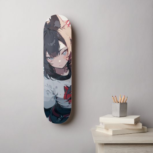Chica Cat Skateboard (Muurkunst)