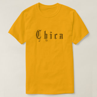 Chica gotische zwartletter film slogan t-shirt