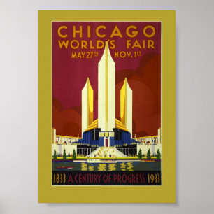 Chicago 1933 Worlds Fair Travel Poster