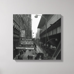 Chicago 1960 Blackhawk Restaurant Sign Street Canvas Afdruk