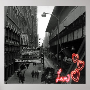 Chicago 1960 Blackhawk Restaurant Sign Street Poster