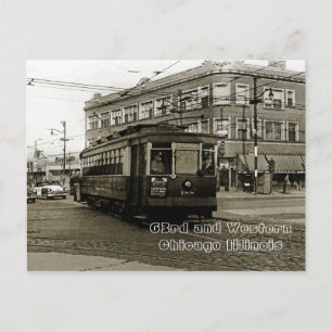 CHICAGO 63RD EN WESTERN 1952 TROLLEY ART SEPIA BRIEFKAART