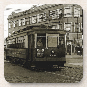 CHICAGO 63RD EN WESTERN 1952 TROLLEY ART SEPIA ONDERZETTER