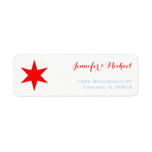Chicago 6-punts Sjabloon Star Label   Rood Blauw