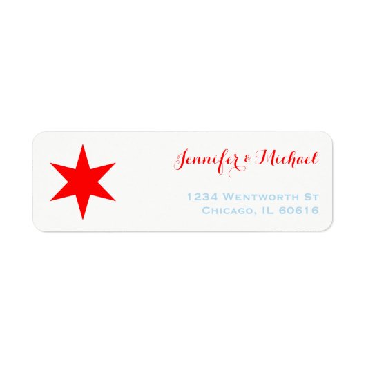 Chicago 6-punts Sjabloon Star Label | Rood Blauw (Voorkant)
